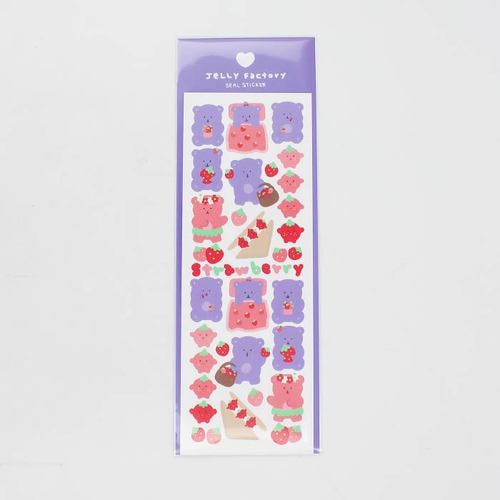 뿌룻 곰동이 씰 스티커 - 딸기 젤리팩토리